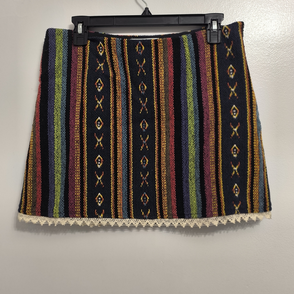 Judith March Multicolor Patterned A-Line Skirt Sz.L